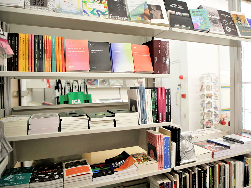 ICA bookstore shelves covered with colourful books